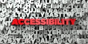 ACCESSIBILITY - Red text on typography background - 3D. © [Chris Titze Imaging] / Adobe Stock