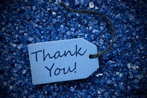 Han purple (dark blue) stones with thank you label.